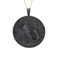 Amon Akrep Kolye - 925 ayar siyah rodyum kaplama gümüş kolye (40 cm altın rolo zincir) #17e7kc4