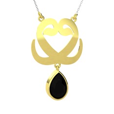 Çift Vav Kolye - Siyah zirkon 8 ayar altın kolye (40 cm beyaz altın rolo zincir) #1sq9qo9
