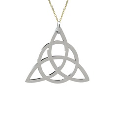 Triquetra Kolye - 18 ayar beyaz altın kolye (40 cm altın rolo zincir) #14c65b7