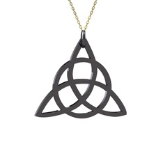 Triquetra Kolye - 925 ayar siyah rodyum kaplama gümüş kolye (40 cm gümüş rolo zincir) #1u2u437