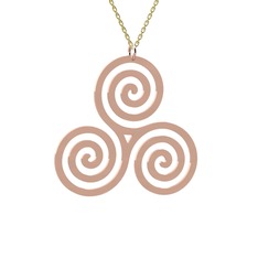 Triskelion Kolye - 925 ayar rose altın kaplama gümüş kolye (40 cm altın rolo zincir) #1mrif7n