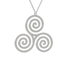 Triskelion Kolye - 14 ayar beyaz altın kolye (40 cm gümüş rolo zincir) #4q6daw