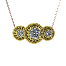 Elia Tria Kolye - Swarovski ve peridot 18 ayar altın kolye (40 cm rose altın rolo zincir) #181rq7t