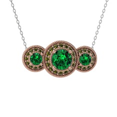 Elia Tria Kolye - Yeşil kuvars ve peridot 14 ayar rose altın kolye (40 cm gümüş rolo zincir) #mpnjvp