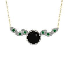 Lilja Kolye - Siyah zirkon ve yeşil kuvars 925 ayar gümüş kolye (40 cm altın rolo zincir) #13zzob8