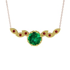 Lilja Kolye - Yeşil kuvars ve garnet 18 ayar altın kolye (40 cm rose altın rolo zincir) #17aqlxe