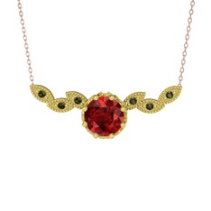 Lilja Kolye - Garnet ve peridot 18 ayar altın kolye (40 cm rose altın rolo zincir) #17vzfd6