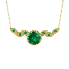Lilja Kolye - Yeşil kuvars ve kök zümrüt 8 ayar altın kolye (40 cm altın rolo zincir) #1edvlog