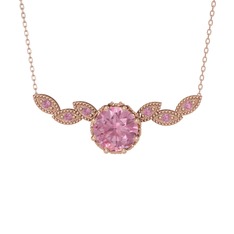 Pembe kuvars 925 ayar rose altın kaplama gümüş kolye (40 cm rose altın rolo zincir)
