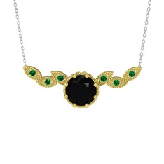 Lilja Kolye - Siyah zirkon ve yeşil kuvars 18 ayar altın kolye (40 cm beyaz altın rolo zincir) #1ovwlpf