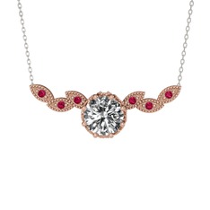 Lilja Kolye - Swarovski ve rodolit garnet 14 ayar rose altın kolye (40 cm beyaz altın rolo zincir) #1q70f24