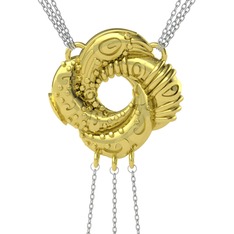 Cezayir Aşk Düğümü Kolye - 18 ayar altın kolye (170 cm beyaz altın rolo zincir) #ew8ez8