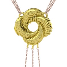 Cezayir Aşk Düğümü Kolye - 8 ayar altın kolye (170 cm rose altın rolo zincir) #fyqpba