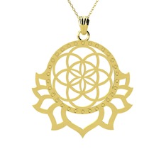 Lotus Yaşam Tohumu Kolye - 18 ayar altın kolye (40 cm altın rolo zincir) #12n40ep