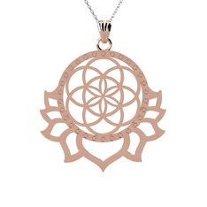 Lotus Yaşam Tohumu Kolye - 8 ayar rose altın kolye (40 cm gümüş rolo zincir) #1l8o0ll