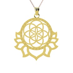 Lotus Yaşam Tohumu Kolye - 14 ayar altın kolye (40 cm rose altın rolo zincir) #272rc4