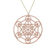 Metatron Küp Kolye - 8 ayar rose altın kolye (40 cm altın rolo zincir) #1xl5y2n