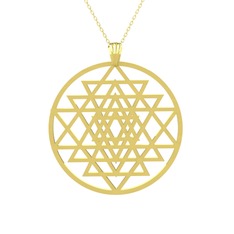 Sri Yantra Kolye - 18 ayar altın kolye (40 cm altın rolo zincir) #164wf7j