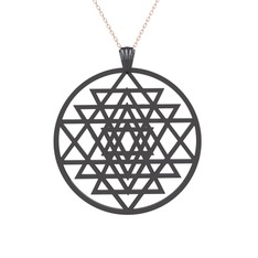 Sri Yantra Kolye - 925 ayar siyah rodyum kaplama gümüş kolye (40 cm gümüş rolo zincir) #17rccj5