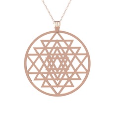 Sri Yantra Kolye - 18 ayar rose altın kolye (40 cm rose altın rolo zincir) #1e9dowa