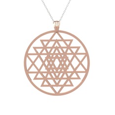 Sri Yantra Kolye - 18 ayar rose altın kolye (40 cm beyaz altın rolo zincir) #1khixvb