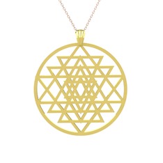 Sri Yantra Kolye - 8 ayar altın kolye (40 cm gümüş rolo zincir) #1pgvomd