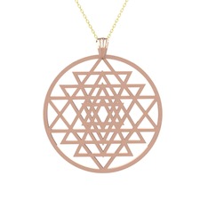 Sri Yantra Kolye - 14 ayar rose altın kolye (40 cm altın rolo zincir) #1teqyw4