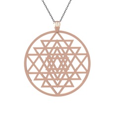 Sri Yantra Kolye - 14 ayar rose altın kolye (40 cm gümüş rolo zincir) #dx899f