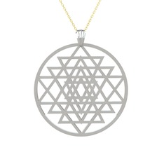 Sri Yantra Kolye - 14 ayar beyaz altın kolye (40 cm altın rolo zincir) #wxmhqq