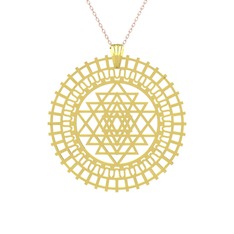 Saraswati Sri Yantra - 18 ayar altın kolye (40 cm rose altın rolo zincir) #1ekb0ik