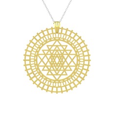 Saraswati Sri Yantra - 14 ayar altın kolye (40 cm gümüş rolo zincir) #1mttqo7