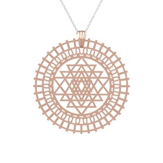 Saraswati Sri Yantra - 925 ayar rose altın kaplama gümüş kolye (40 cm beyaz altın rolo zincir) #d8pz5h