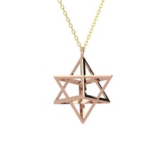 Merkaba Kolye - 18 ayar rose altın kolye (40 cm altın rolo zincir) #1emi9se