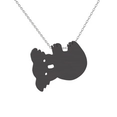 Koala Kolye - 925 ayar siyah rodyum kaplama gümüş kolye (40 cm gümüş rolo zincir) #usvo6c