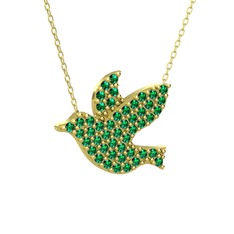 Güvercin Kolye - Yeşil kuvars 18 ayar altın kolye (40 cm altın rolo zincir) #6s16hy