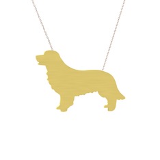 Golden Retriever Köpek Kolye - 8 ayar altın kolye (40 cm rose altın rolo zincir) #frnvgt