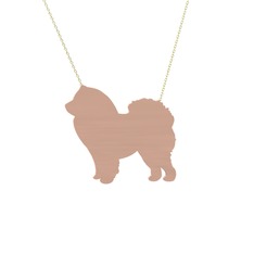 Chow Chow Köpek Kolye - 8 ayar rose altın kolye (40 cm altın rolo zincir) #77rmdp