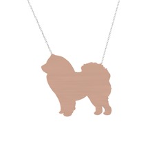 Chow Chow Köpek Kolye - 8 ayar rose altın kolye (40 cm beyaz altın rolo zincir) #u917kr