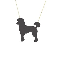 Poodle Köpek Kolye - 925 ayar siyah rodyum kaplama gümüş kolye (40 cm altın rolo zincir) #1c0984j