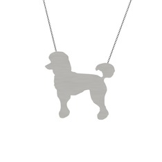 Poodle Köpek Kolye - 18 ayar beyaz altın kolye (40 cm gümüş rolo zincir) #1rkhply