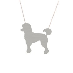 Poodle Köpek Kolye - 8 ayar beyaz altın kolye (40 cm gümüş rolo zincir) #4cwv6p