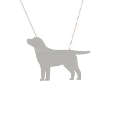 Labrador Köpek Kolye - 8 ayar beyaz altın kolye (40 cm rose altın rolo zincir) #1445cgp