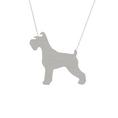 Schnauzer Köpek Kolye - 8 ayar beyaz altın kolye (40 cm beyaz altın rolo zincir) #1gn2vap