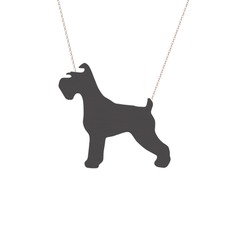 Schnauzer Köpek Kolye - 925 ayar siyah rodyum kaplama gümüş kolye (40 cm rose altın rolo zincir) #1jd31c4