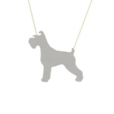Schnauzer Köpek Kolye - 8 ayar beyaz altın kolye (40 cm altın rolo zincir) #1k97iav