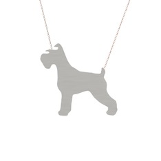 Schnauzer Köpek Kolye - 14 ayar beyaz altın kolye (40 cm gümüş rolo zincir) #1kck631