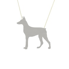 Doberman Köpek Kolye - 8 ayar beyaz altın kolye (40 cm altın rolo zincir) #1iz71vu