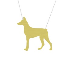 Doberman Köpek Kolye - 8 ayar altın kolye (40 cm beyaz altın rolo zincir) #e8s7x7
