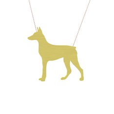 Doberman Köpek Kolye - 8 ayar altın kolye (40 cm rose altın rolo zincir) #lm5sx2