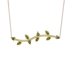 Zeytin Dalı Kolye - Peridot 18 ayar altın kolye (40 cm rose altın rolo zincir) #1c7rryp